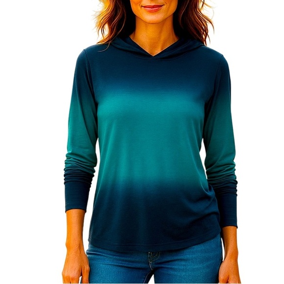 MICHAEL KORS Linen/Cotton Blend Ombré Lightweight Hoodie/Hooded Sweatshirt - XL - Picture 1 of 10